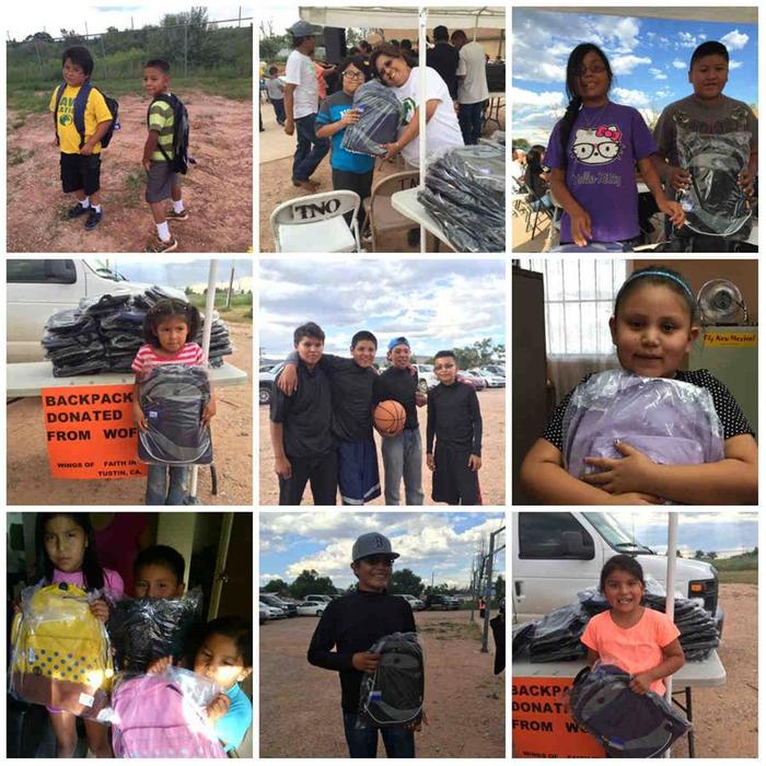 Back Packs for Native Indian Children