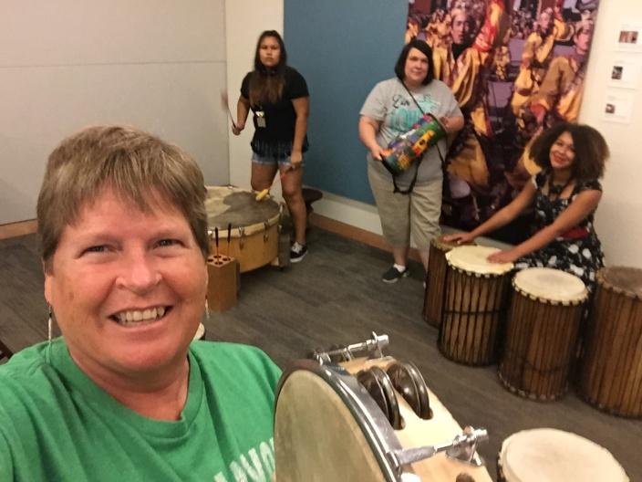 Me, Lucy, Denise and Mahalee have fun playing these instruments